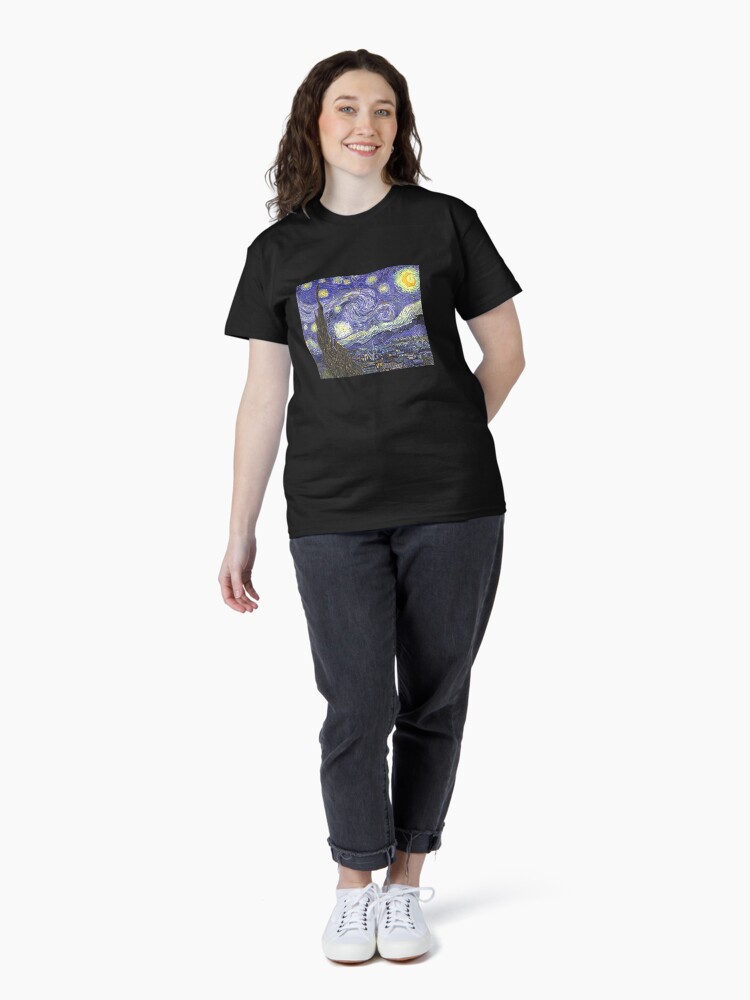 Thumbnail 4 of 7, Classic T-Shirt, 'Starry Night' by Vincent Van Gogh (Reproduction) designed and sold by RozAbellera.