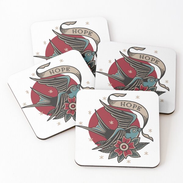 Item preview, Old School, Neo Traditional Tattoo of Swallow Bringing the Ribbon of Hope designed and sold by Proverbial Wisdom Design.
