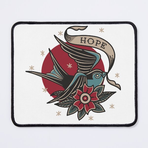 Item preview, Old School, Neo Traditional Tattoo of Swallow Bringing the Ribbon of Hope designed and sold by Proverbial Wisdom Design.