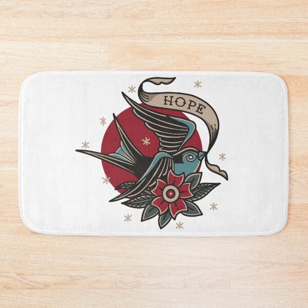 Item preview, Old School, Neo Traditional Tattoo of Swallow Bringing the Ribbon of Hope designed and sold by Proverbial Wisdom Design.