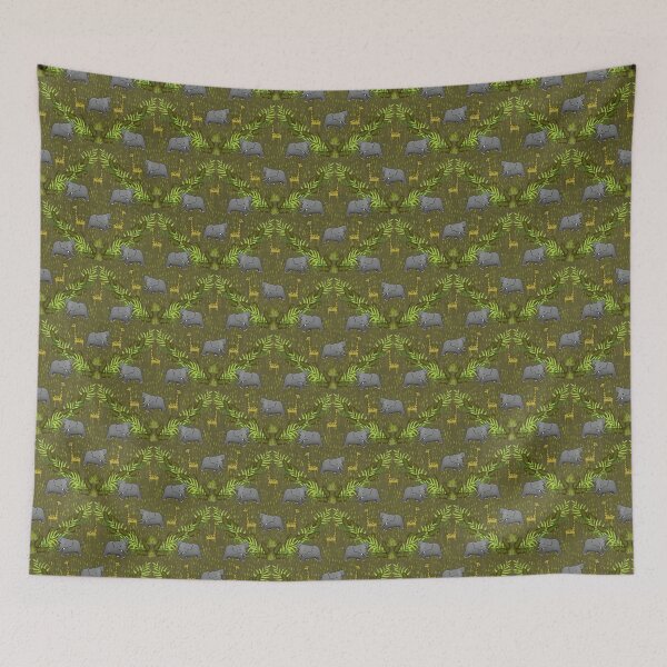 Item preview, All About the Jungle Green Seamless Pattern Elephant Giraffe designed and sold by Cedarrue.