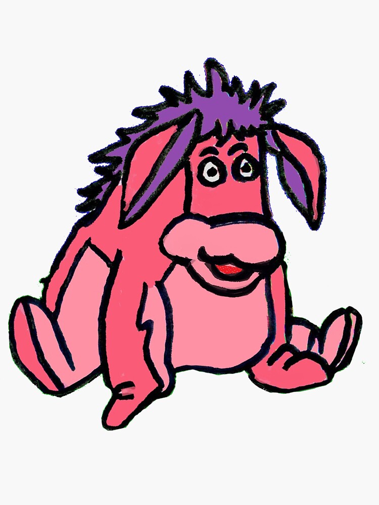 "Cute Pink Donkey Art Gift" Sticker for Sale by iPOPit Redbubble