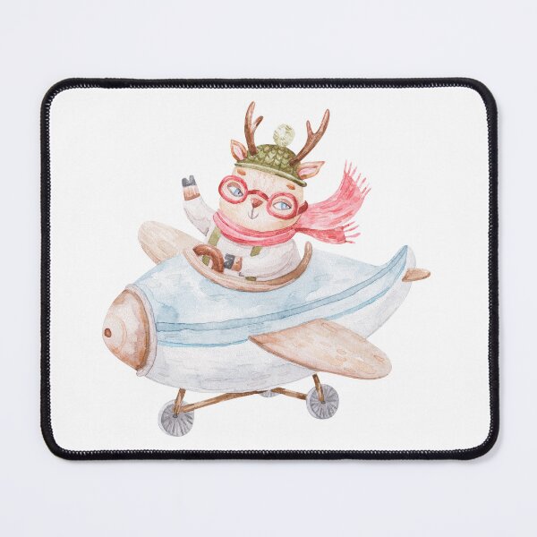 Item preview, cute pilot deer flying on a plane, cute watercolor childrens illustration isolated on white background designed and sold by the-myro.