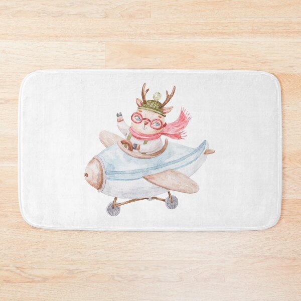 Item preview, cute pilot deer flying on a plane, cute watercolor childrens illustration isolated on white background designed and sold by the-myro.