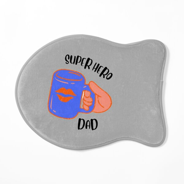 Super Hero Dad with Big Kiss ,Happy Fathers Day , Cat Mat