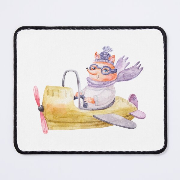 Item preview, cute fox pilot flying on an airplane, cute watercolor childrens illustration isolated on white background designed and sold by the-myro.