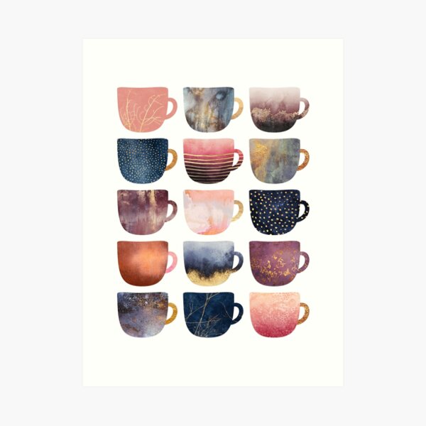 Pretty Coffee Cups 2 Art Print