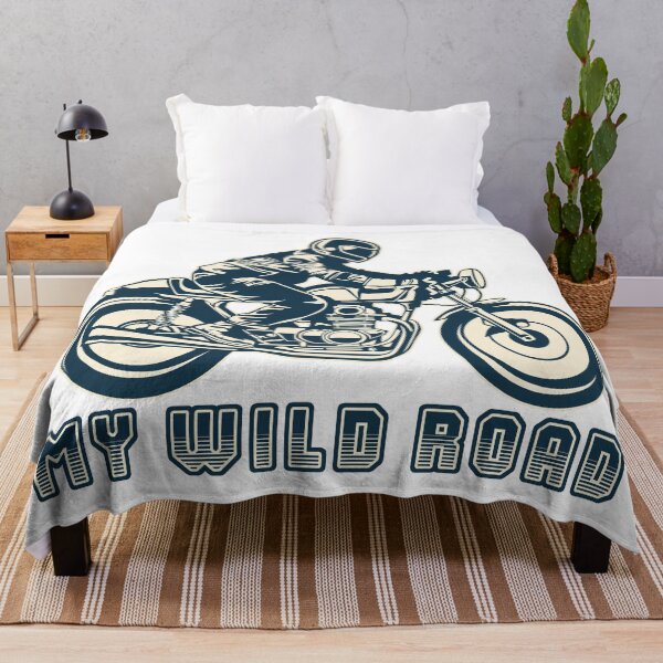 Item preview, Vintage Motorbike. Retro illustration of a rider on his motorcycle titled My wild road designed and sold by Goliardika-Shop.