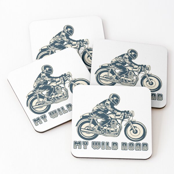 Item preview, Vintage Motorbike. Retro illustration of a rider on his motorcycle titled My wild road designed and sold by Goliardika-Shop.