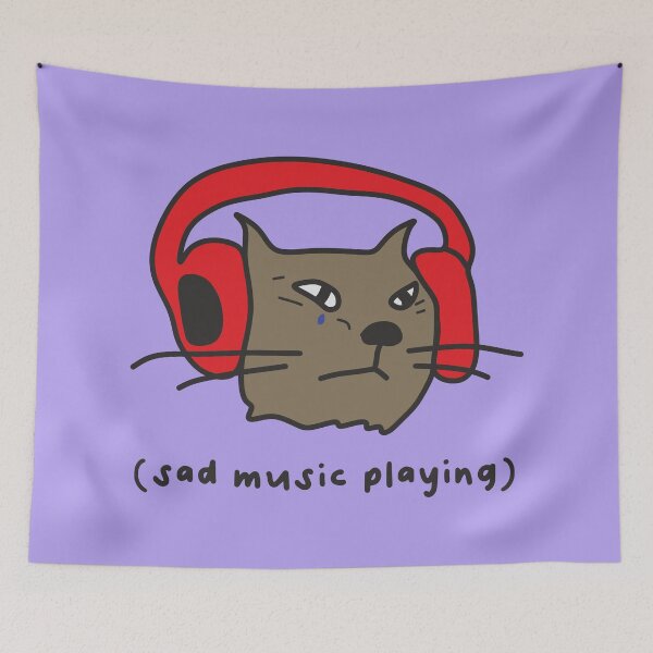 Item preview, Meme Cat on Sad Music Vibe designed and sold by duudle.