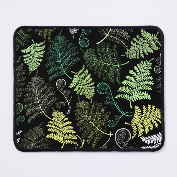 Item preview, Green fern leaves on black background designed and sold by Avisnanna.