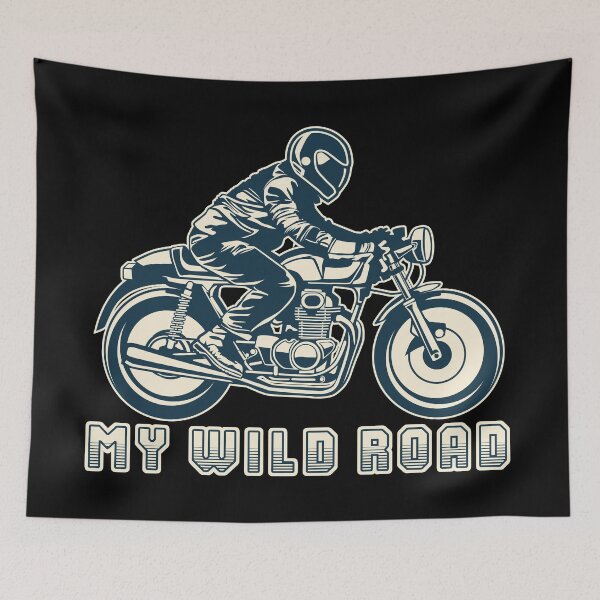 Item preview, Vintage Motorbike. Retro design of a rider on his motorcycle titled My wild road designed and sold by Goliardika-Shop.
