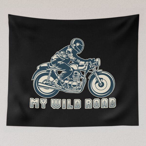 Item preview, Vintage Motorbike. Retro design of a rider on his motorcycle titled My wild road designed and sold by Goliardika-Shop.