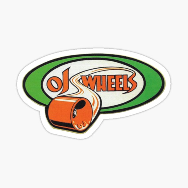 OJ Wheels Skateboard Sticker Logo Gold Schwarz 8cm Rund 