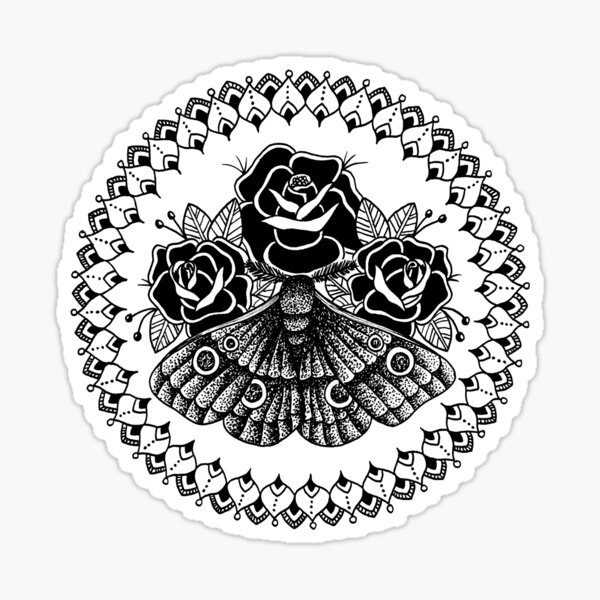 Floral Moth Mandala Sticker