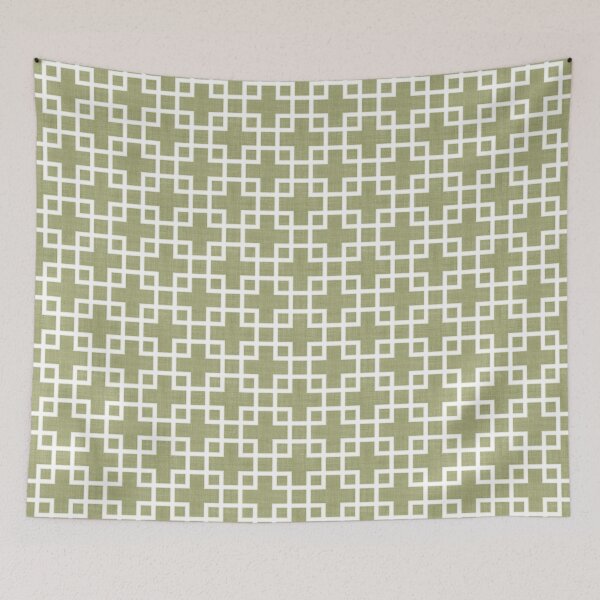Item preview, White Retro Chic Squares Pattern On Olive Green designed and sold by LC Graphic Design Studio.