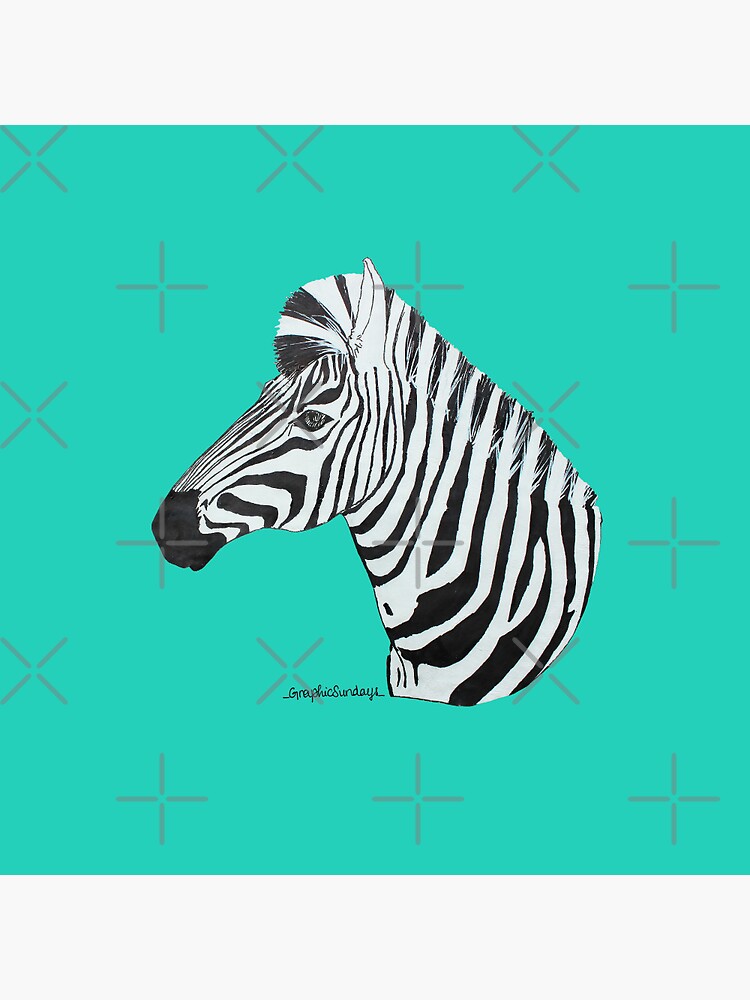 Zebra head ink pen drawing and acrylic paint Pin for Sale by