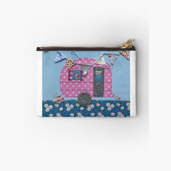 Item preview, Pink dotty embroidered caravan  designed and sold by Leatextileart.