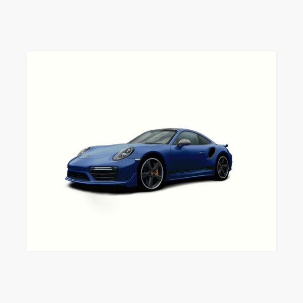 Item preview, 911 991 Turbo S Digitally Drawn - Dark Blue with side decals script wording designed and sold by Steve Kidd Art.