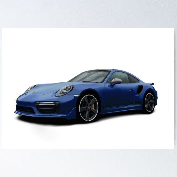 Item preview, 911 991 Turbo S Digitally Drawn - Dark Blue with side decals script wording designed and sold by Steve Kidd Art.