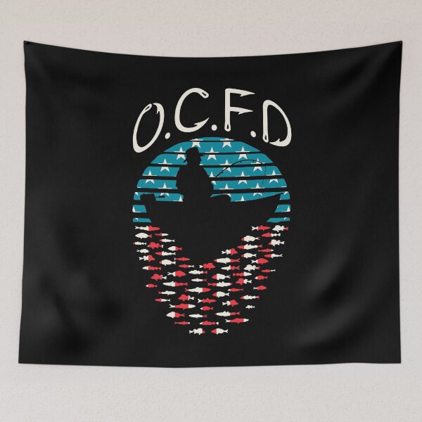 Item preview, OCFD Fishing Disorder Retro Sunset Funny Fisherman USA Flag designed and sold by GrandeDuc.