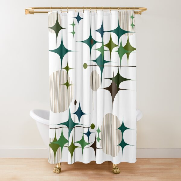 Eames Era Starbursts and Globes Shower Curtain