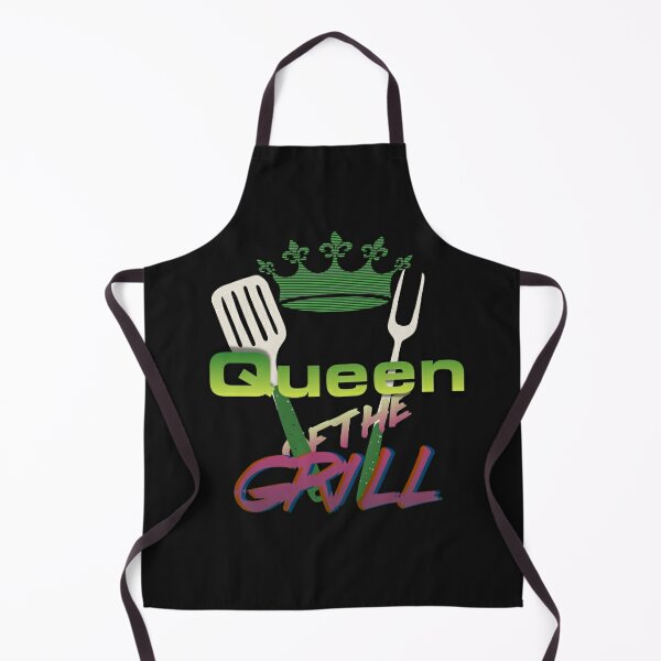 Tr73ans Delantales para Mujer BBQ Queen Lindo Delantal de Cocina y Asar a la Parrilla 