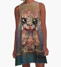 little rainbow flower owl A-Line Dress