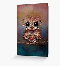 little rainbow flower owl Greeting Card