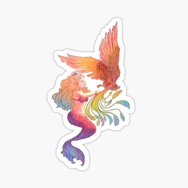 Belle sirène et son phoenix Sticker