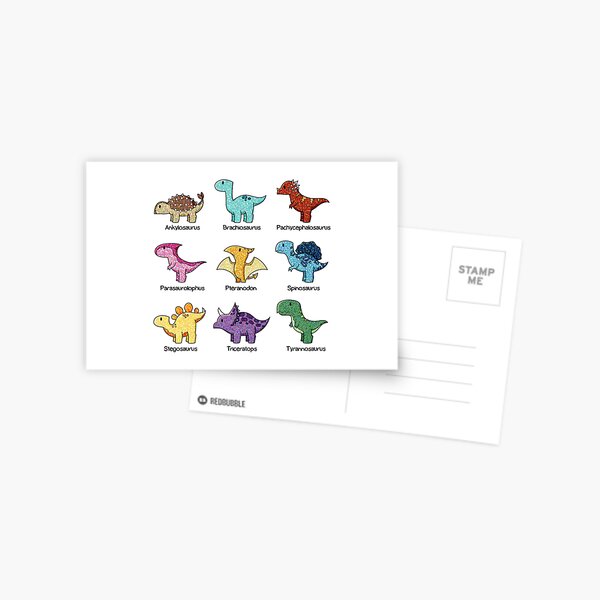 carte bien organisée des dinosaures communs. Inspiré par un cours de paléontologie de 4 mois. Carte postale