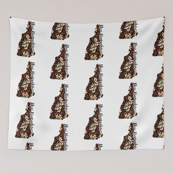 Item preview, Floral Map of USA States New Hampshire - Map of New Hampshire designed and sold by AmethystMurad.