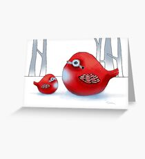 Kleine rote Robins Grußkarte