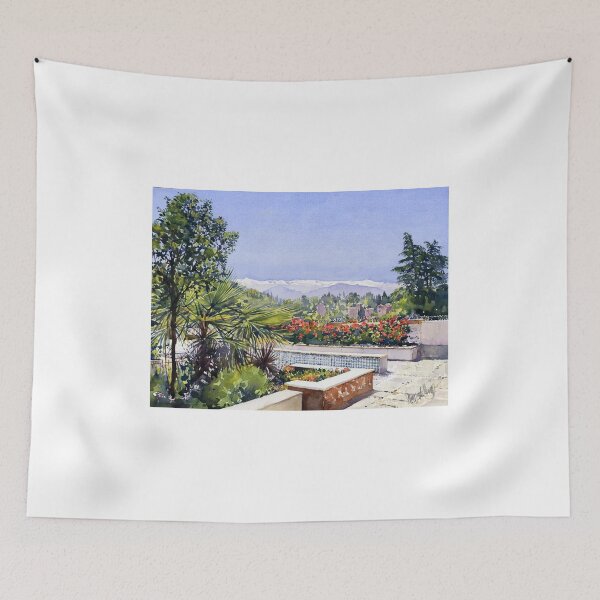 Item preview, The Sierra Nevada from the gardens of the Mosque, Granada, Spain designed and sold by Margaret Merry.