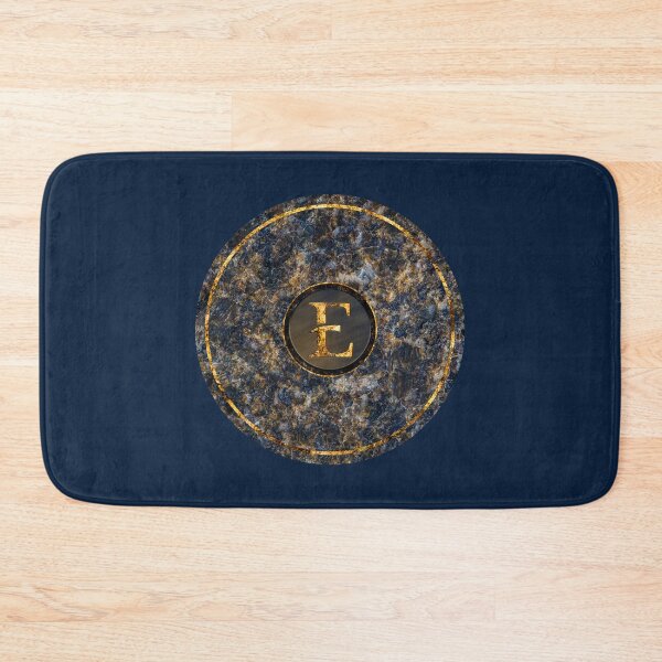 Item preview, Monogram Initial Golden Letter E Dark Blue Marble Pattern designed and sold by MintaApparel.