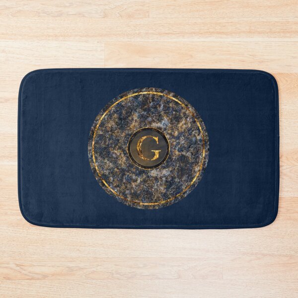 Item preview, Monogram Initial Golden Letter G Dark Blue Marble Pattern designed and sold by MintaApparel.