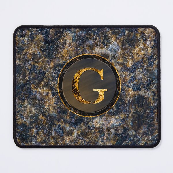 Item preview, Monogram Initial Golden Letter G Dark Blue Marble Pattern designed and sold by MintaApparel.