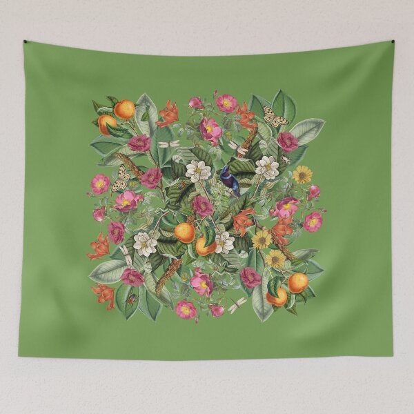 Item preview, Lush Vintage Garden with Bird, Butterfly, & Fruit designed and sold by Trish Dish.