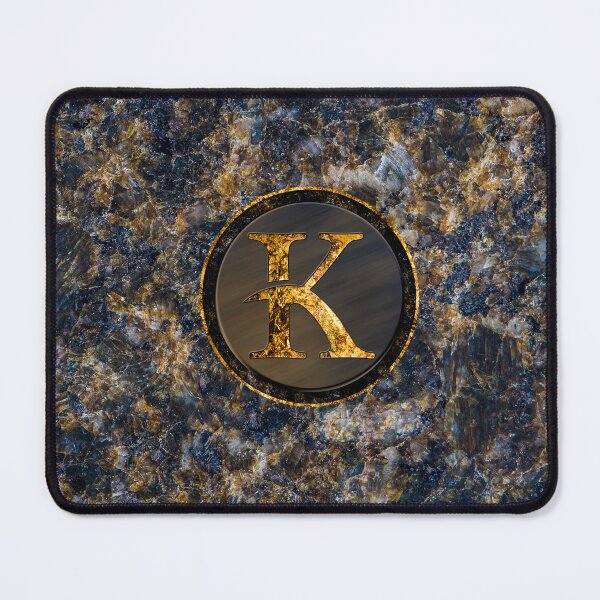 Item preview, Monogram Initial Golden Letter K Dark Blue Marble Pattern designed and sold by MintaApparel.