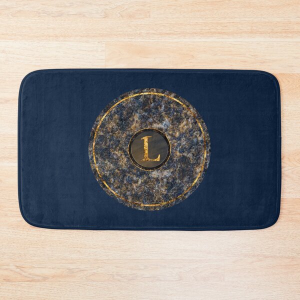 Item preview, Monogram Initial Golden Letter L Dark Blue Marble Pattern designed and sold by MintaApparel.