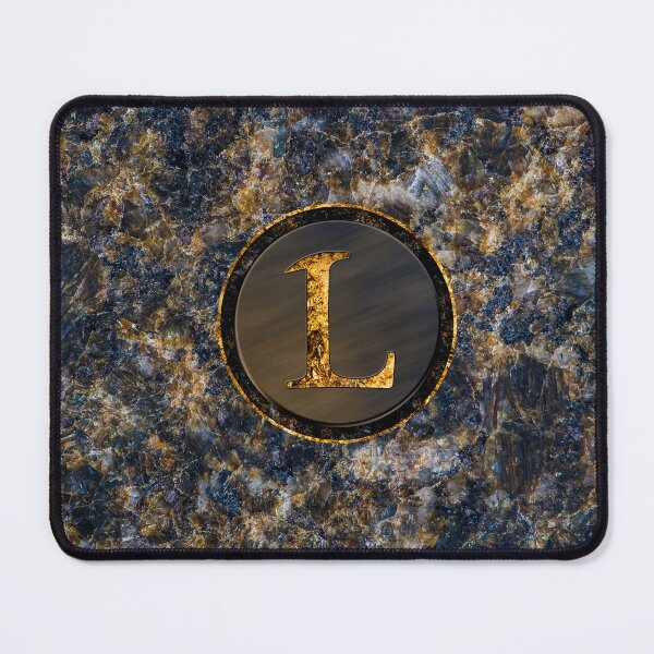 Item preview, Monogram Initial Golden Letter L Dark Blue Marble Pattern designed and sold by MintaApparel.