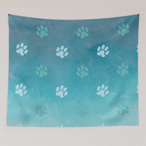 Item preview, ombre blue ocean cat and dog paw print designed and sold by Beeroclock.
