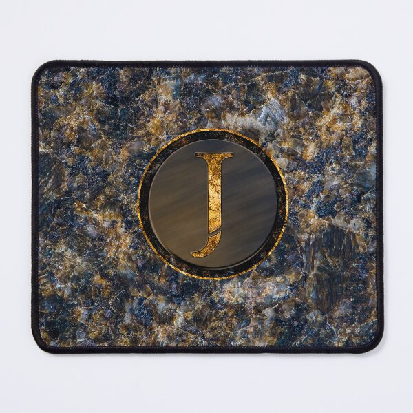 Item preview, Monogram Initial Golden Letter J Dark Blue Marble Pattern designed and sold by MintaApparel.