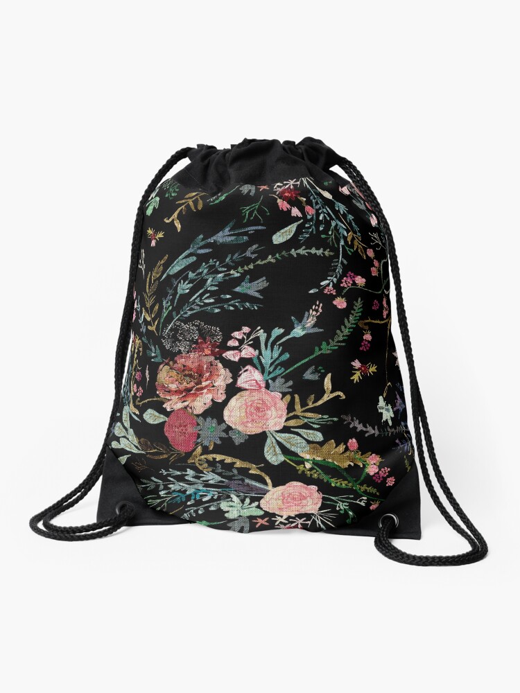 Kuizee Classic Backpack Schoolbag Adjustable Padded Shoulder Straps Daypack ﻿Pink Floral Roses Peonies Butterflies Vintage Casual Bags Durable College Daily 16Inch 