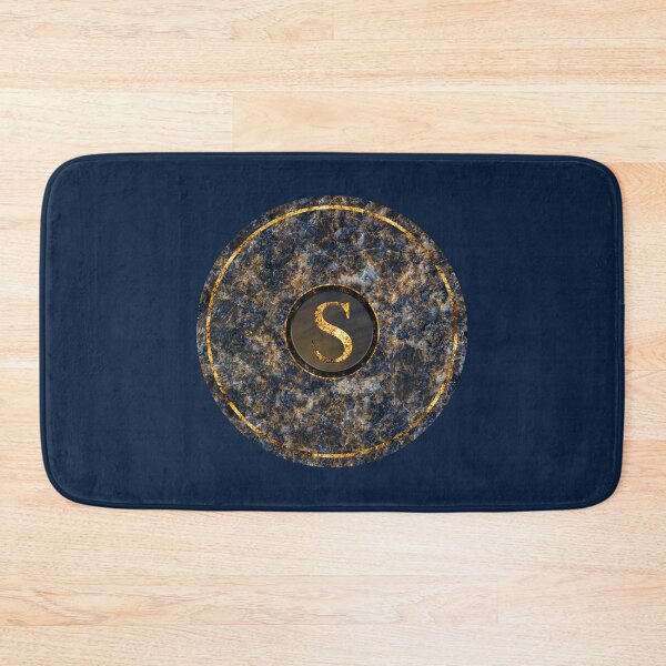 Item preview, Monogram Initial Golden Letter S Dark Blue Marble Pattern designed and sold by MintaApparel.