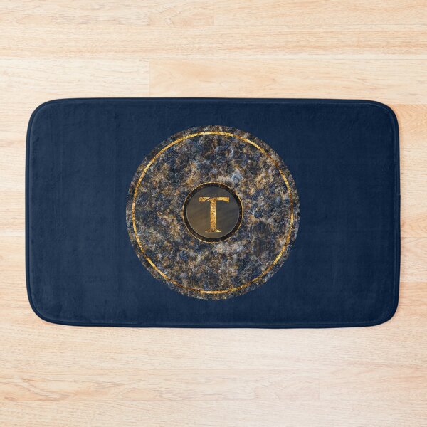 Item preview, Monogram Initial Golden Letter T Dark Blue Marble Pattern designed and sold by MintaApparel.