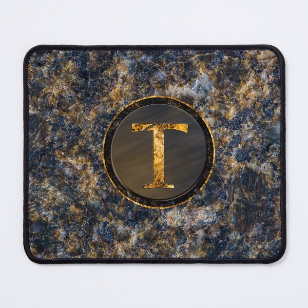 Item preview, Monogram Initial Golden Letter T Dark Blue Marble Pattern designed and sold by MintaApparel.