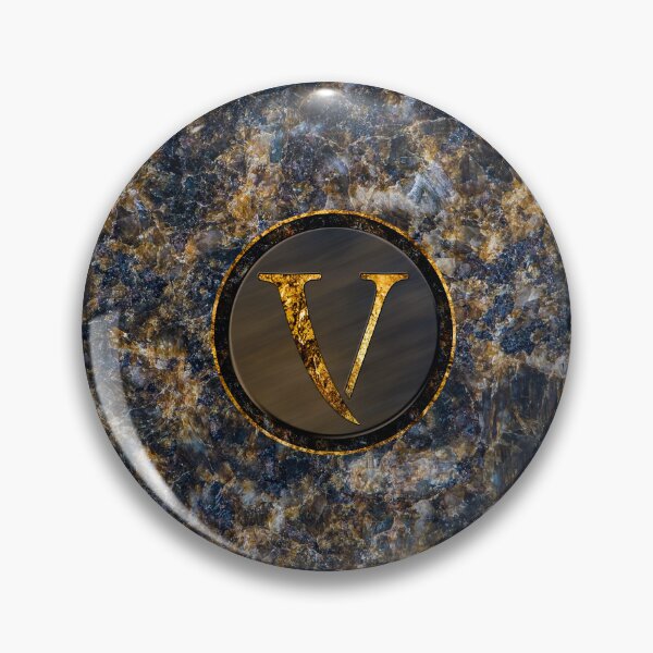 Item preview, Monogram Initial Golden Letter V Dark Blue Marble Pattern designed and sold by MintaApparel.