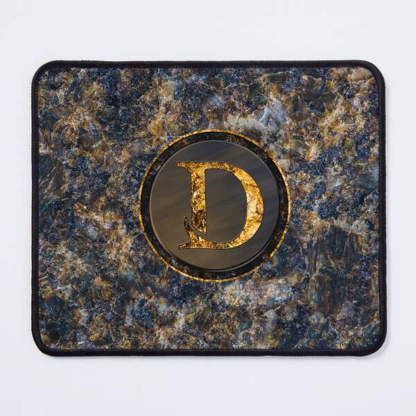 Item preview, Monogram Initial Golden Letter D Dark Blue Marble Pattern designed and sold by MintaApparel.
