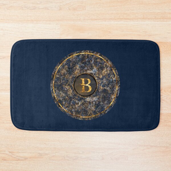 Item preview, Monogram Initial Golden Letter B Dark Blue Marble Pattern designed and sold by MintaApparel.